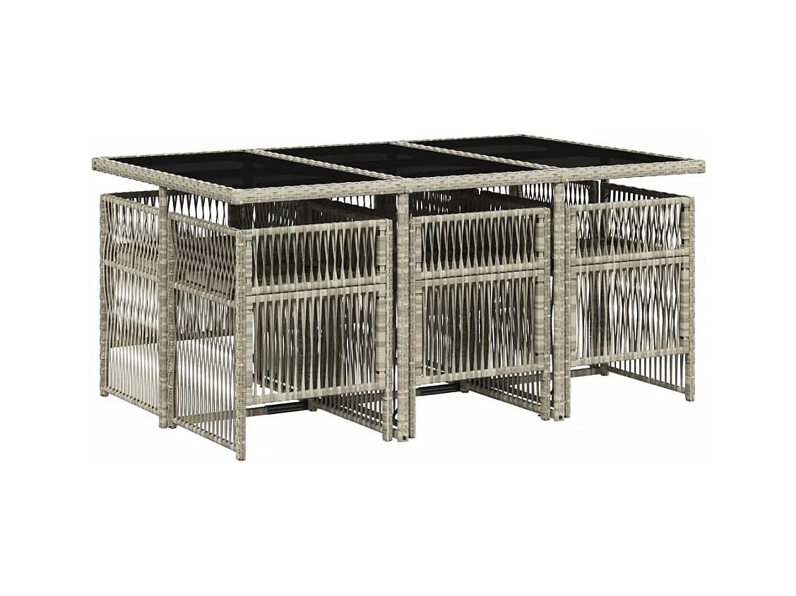 Ilo  7-delige Tuinset met kussens poly rattan grijs