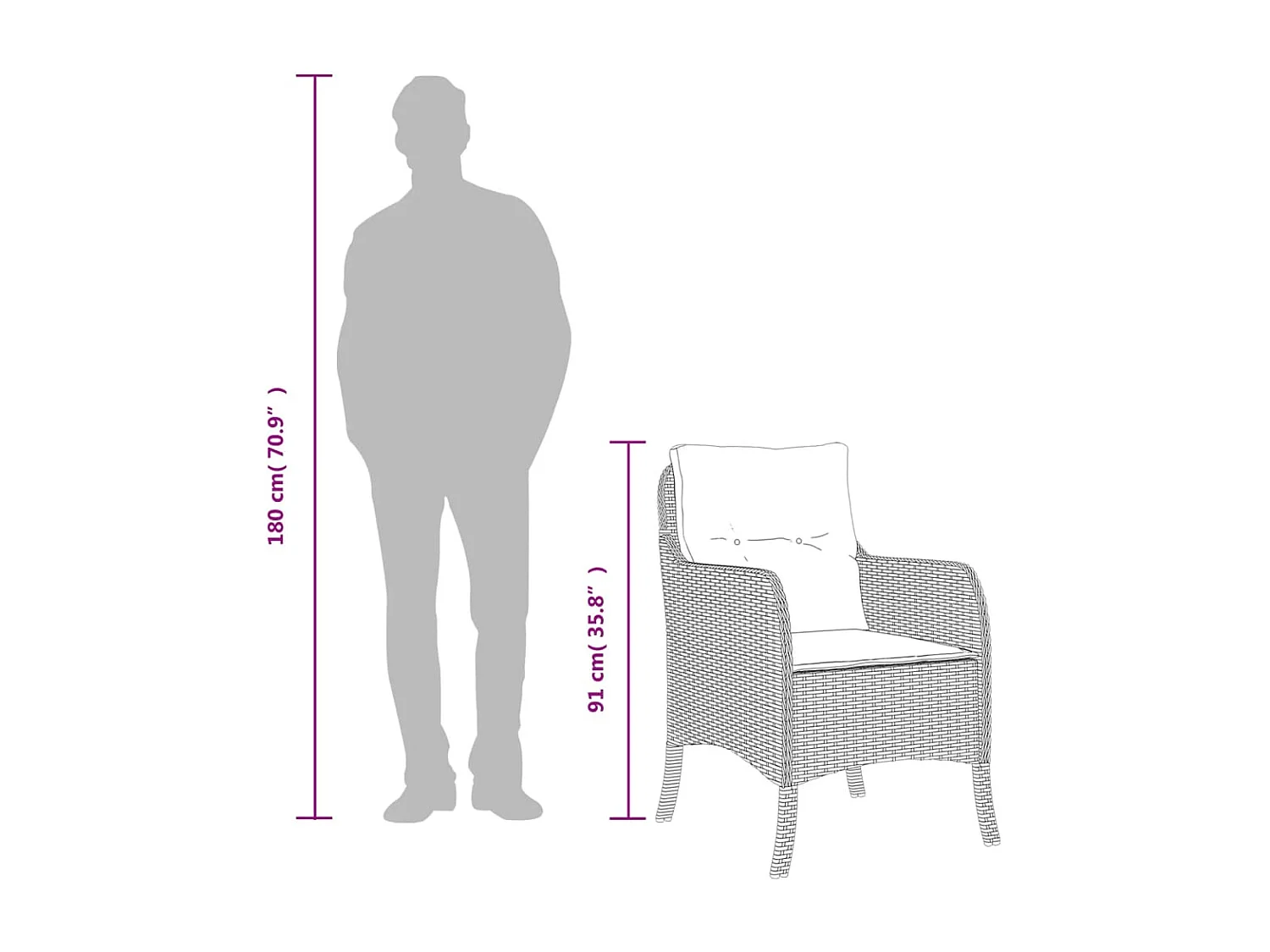 Marco Gianluca  Ensemble à manger de jardin coussins 5pcs Noir Résine tressée