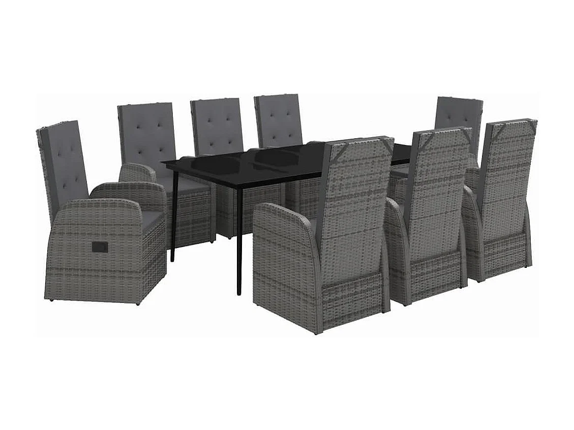 Mirella  9-delige Tuinset met kussens grijs