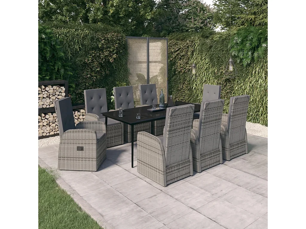 Mirella  9-delige Tuinset met kussens grijs