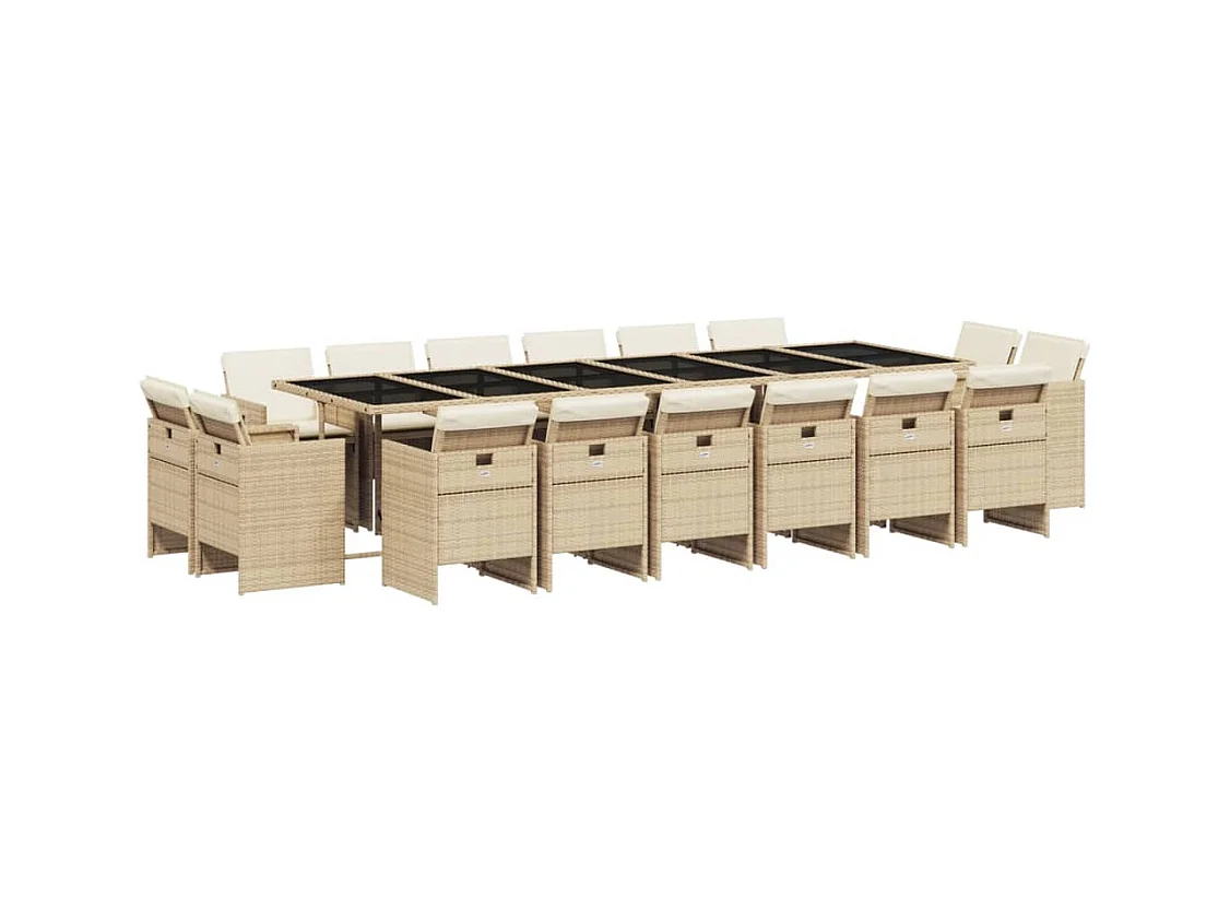 Jeroen  17-delige Tuinset met kussens poly rattan beige