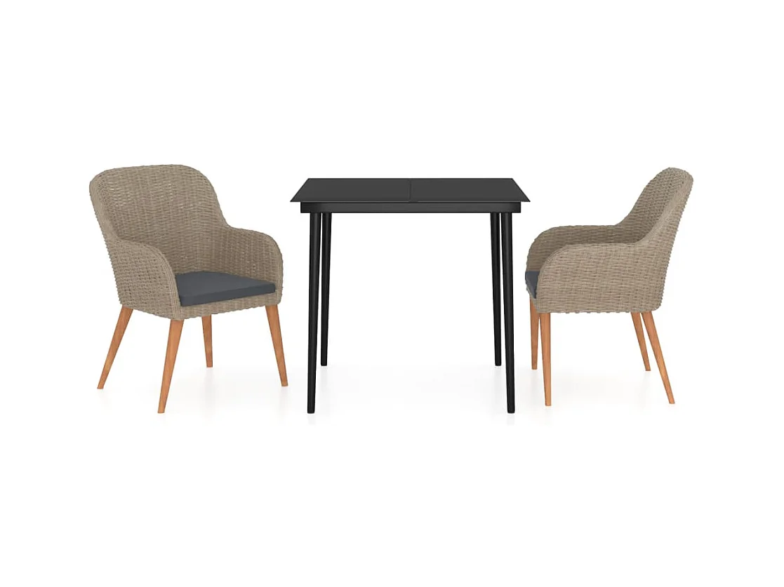 Coole  3-delige Tuinset met kussens bruin