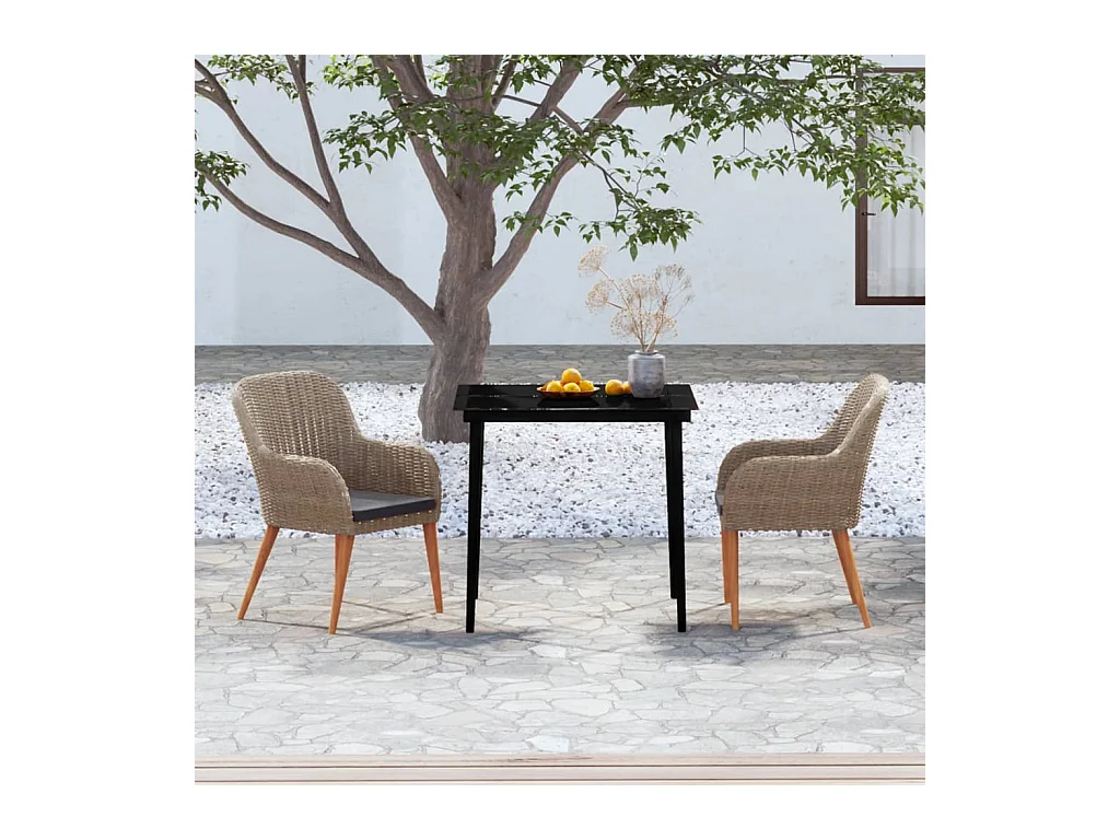 Coole  3-delige Tuinset met kussens bruin