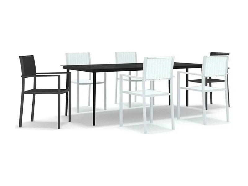 Vejby  Juego de comedor para jardín 7 piezas blanco y negro
