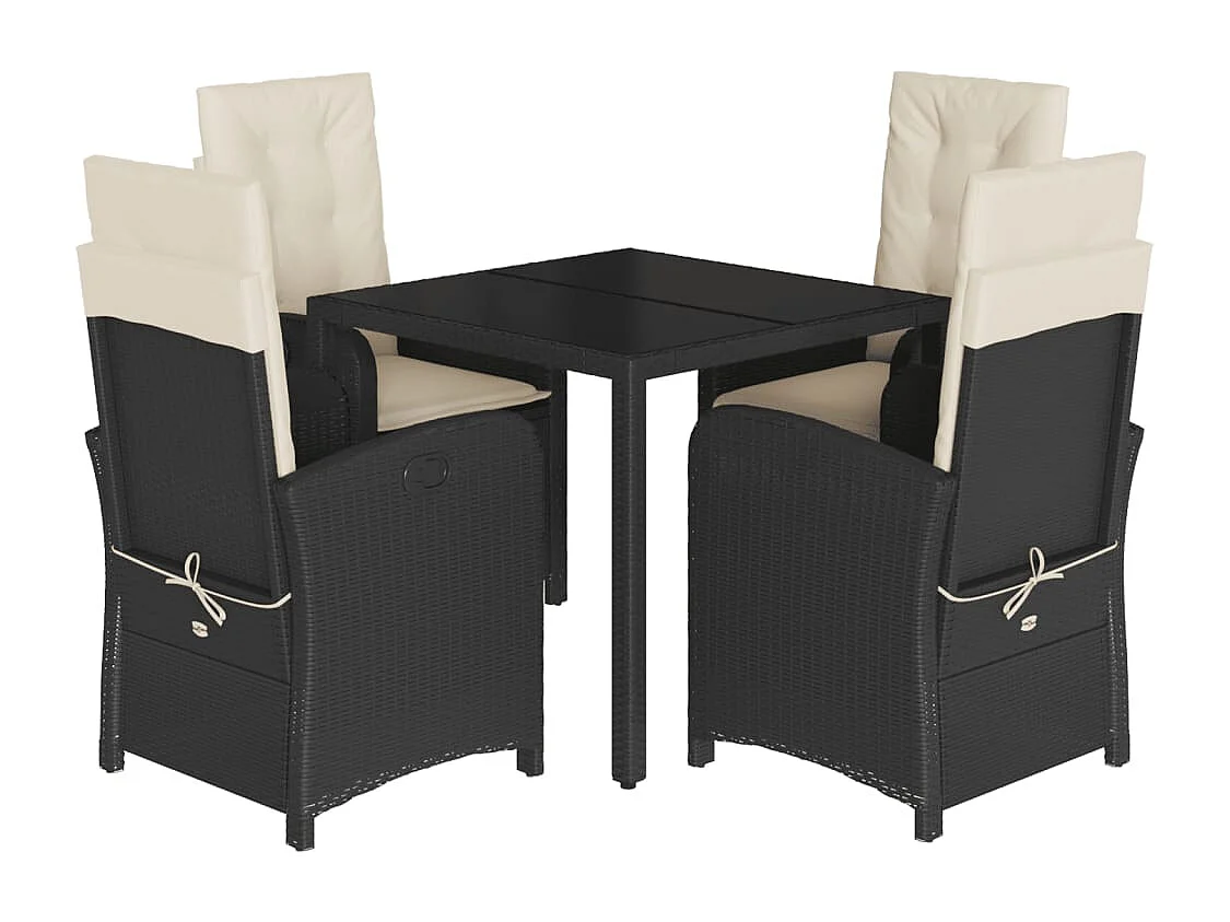 Prolenta Premium -  5-delige Tuinset met kussens poly rattan zwart