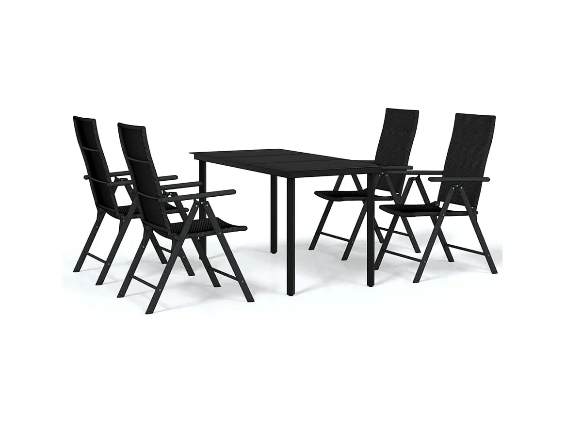 Sondrio  Ensemble à manger de jardin 5 pcs Noir