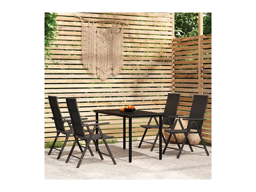 Sondrio  Ensemble à manger de jardin 5 pcs Noir
