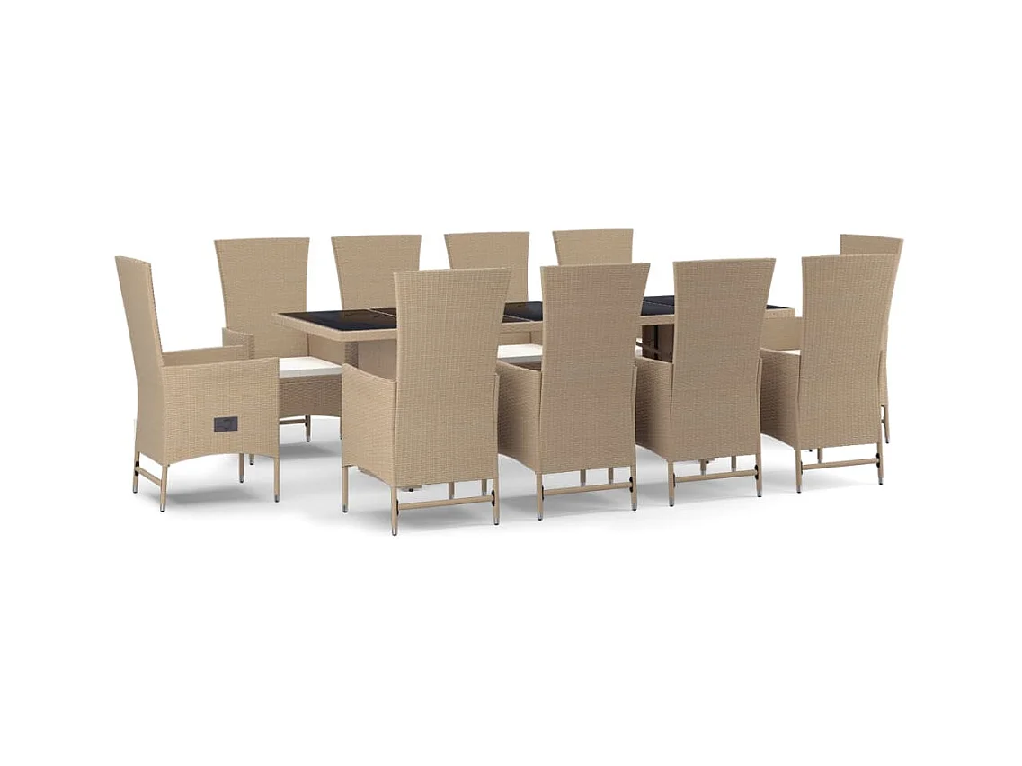 Briena  11-delige Tuinset met kussens poly rattan beige