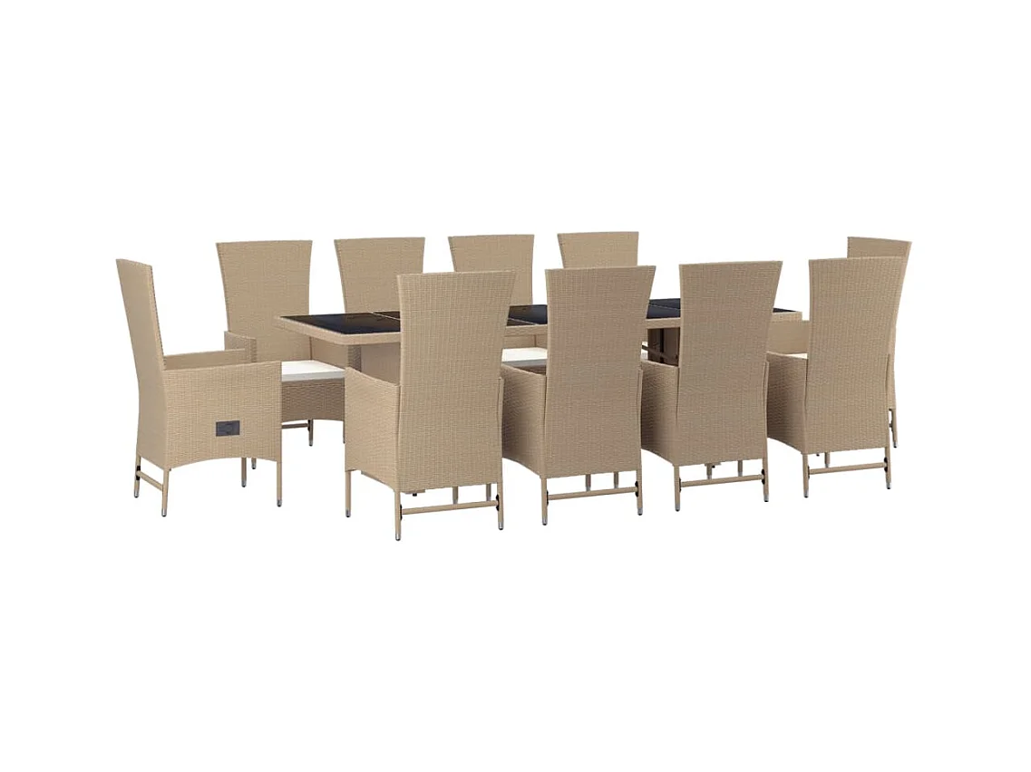 Briena  11-delige Tuinset met kussens poly rattan beige