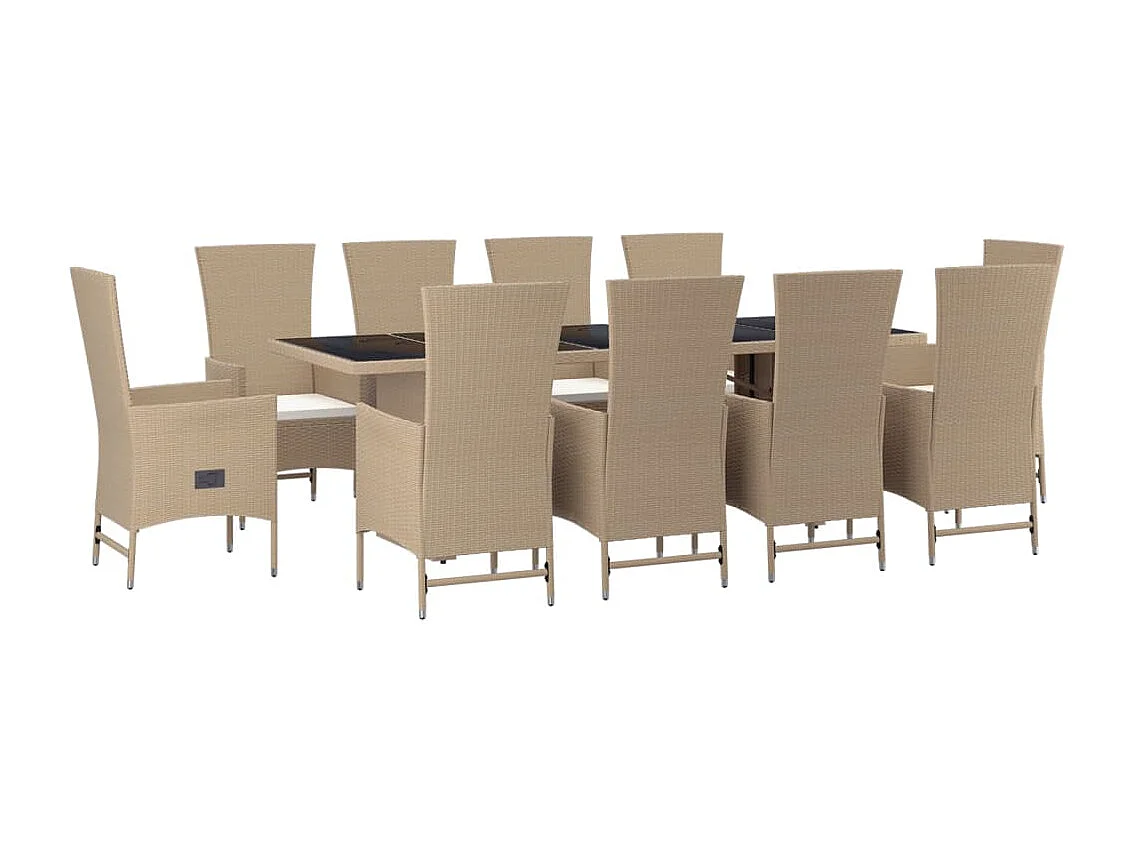 Briena  11-delige Tuinset met kussens poly rattan beige