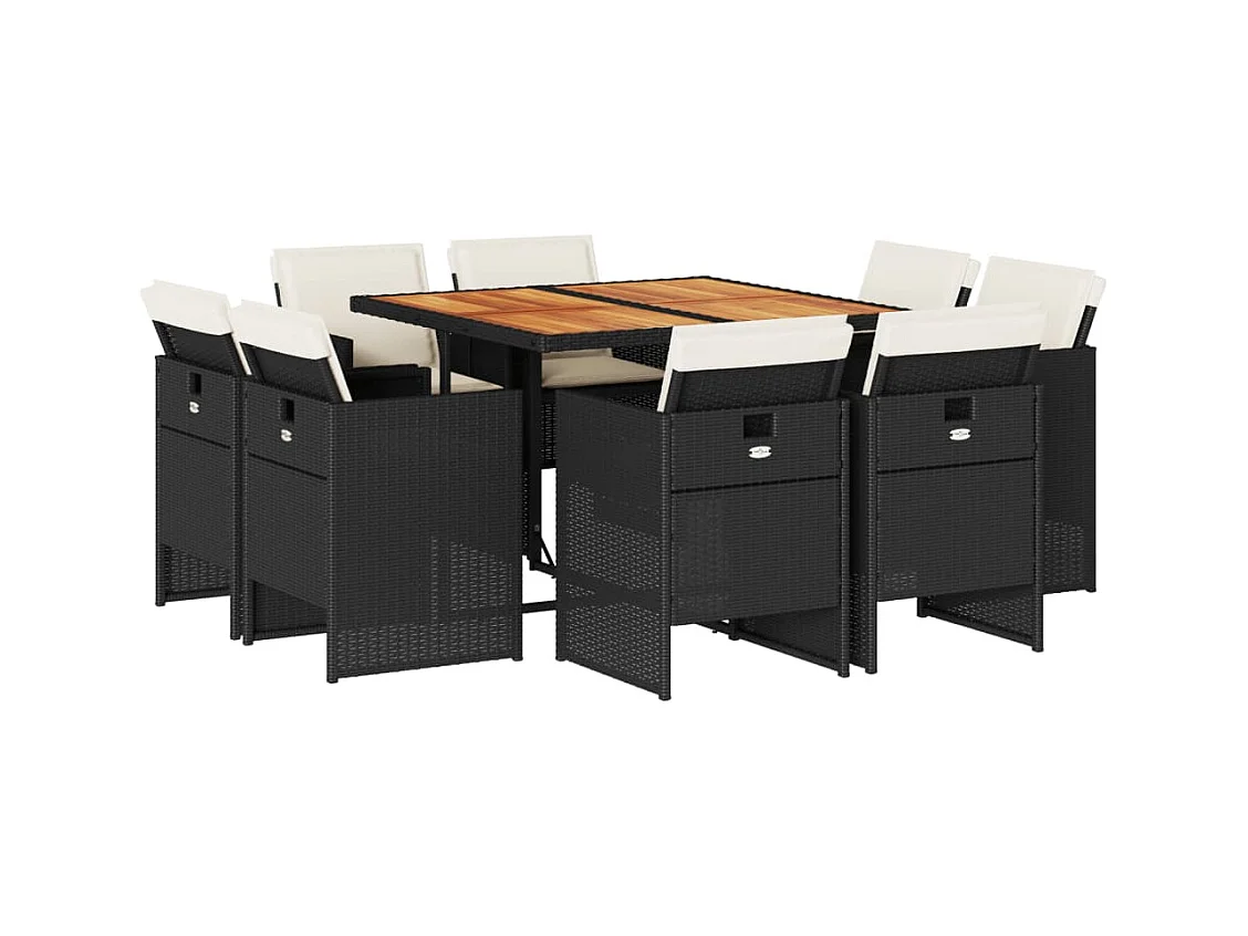 Jeroen  9-delige Tuinset poly rattan zwart