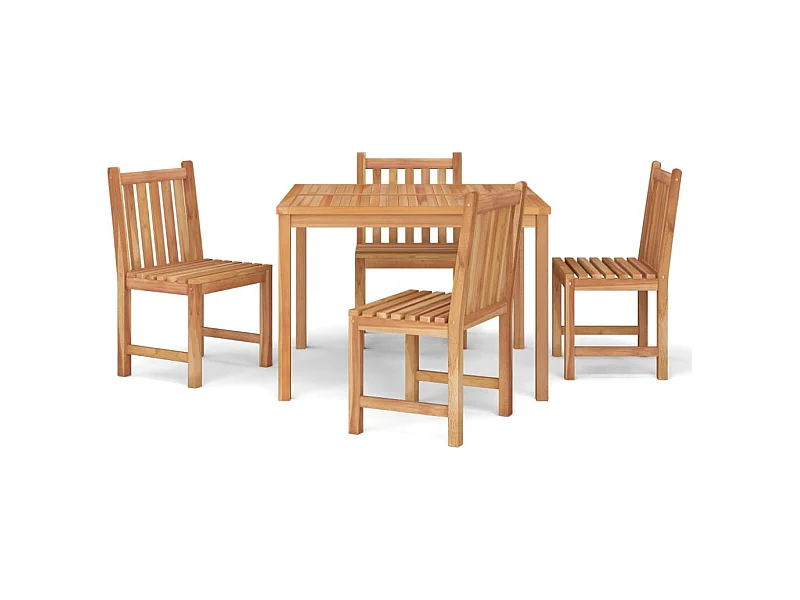 Uldum  Ensemble à manger de jardin 5pcs Bois de teck massif