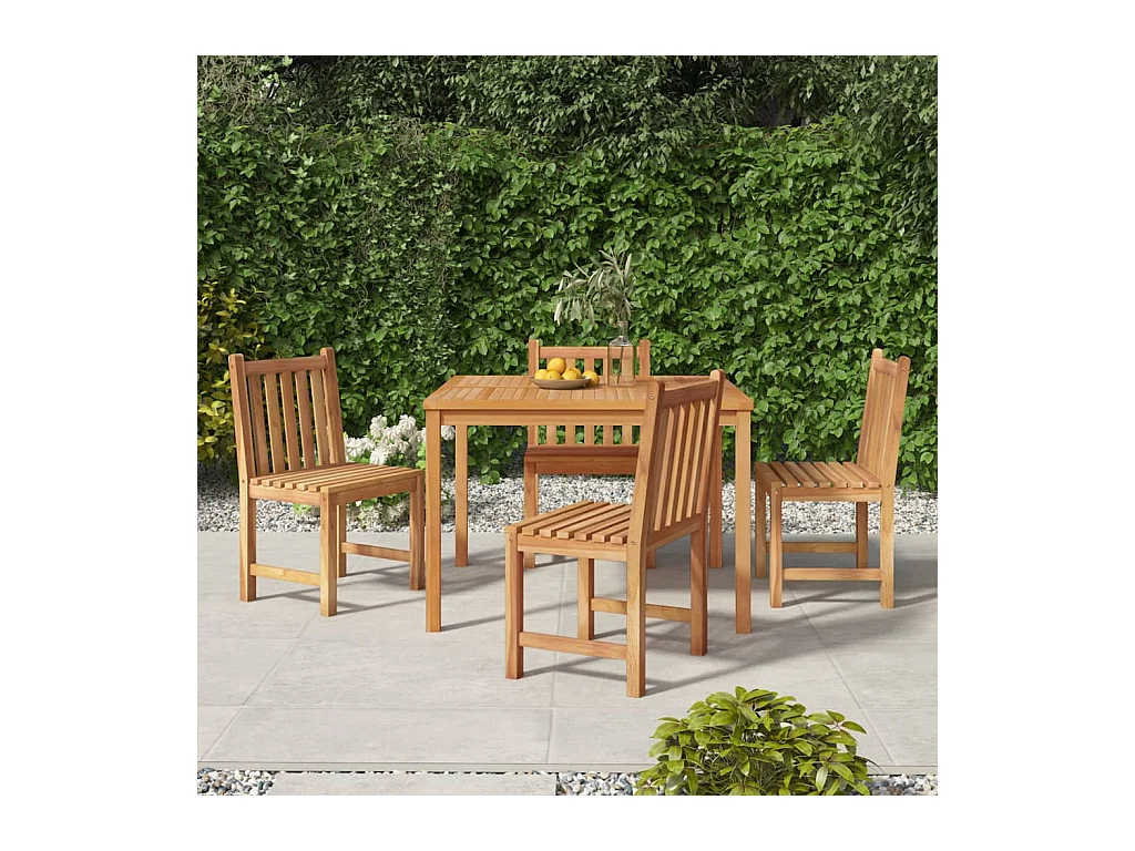 Uldum  Ensemble à manger de jardin 5pcs Bois de teck massif