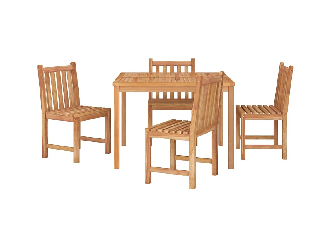 Uldum  Ensemble à manger de jardin 5pcs Bois de teck massif