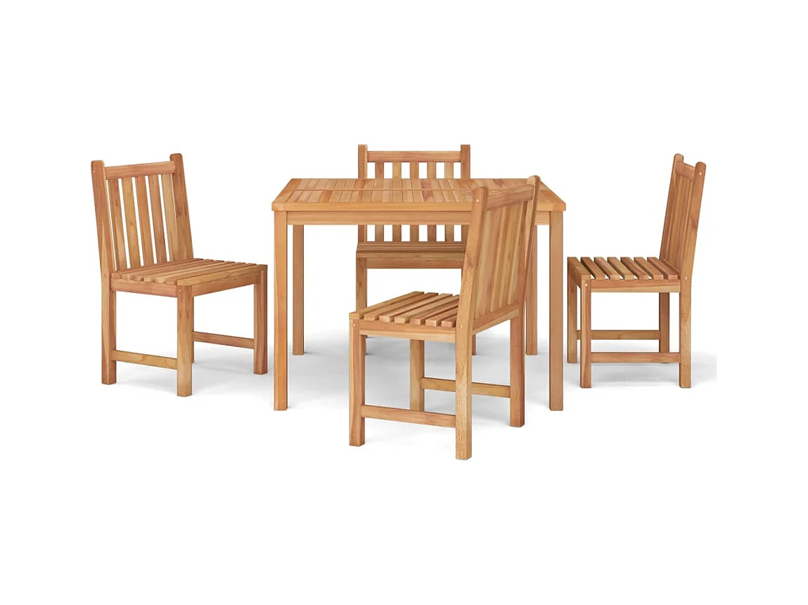 Uldum  Juego de comedor para jardín 5 piezas madera maciza de teca