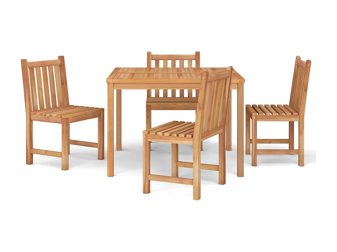 Uldum  Ensemble à manger de jardin 5pcs Bois de teck massif