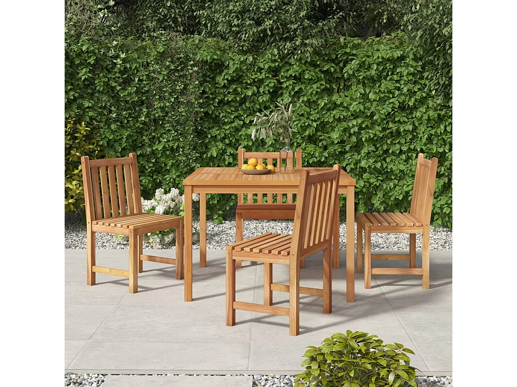 Uldum  Ensemble à manger de jardin 5pcs Bois de teck massif