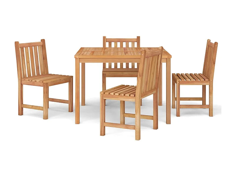 Uldum  Ensemble à manger de jardin 5pcs Bois de teck massif