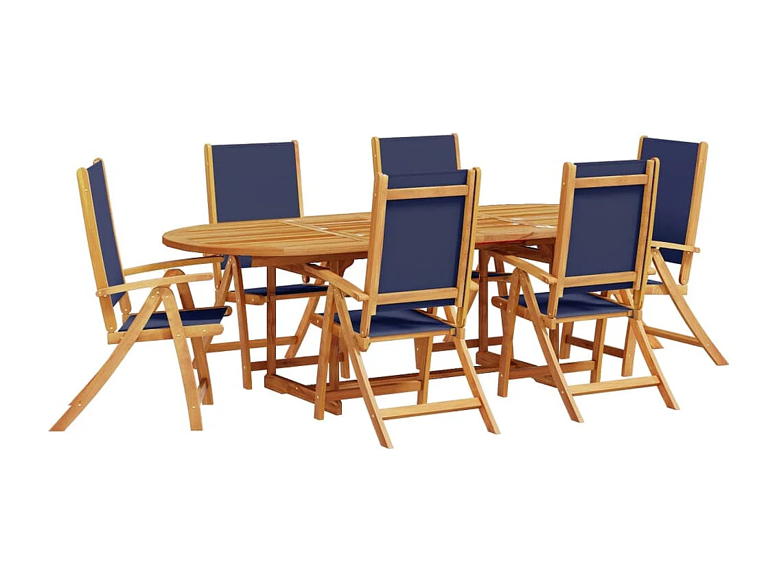 Bussum  Juego comedor de jardín 7 pzas madera maciza acacia y textileno