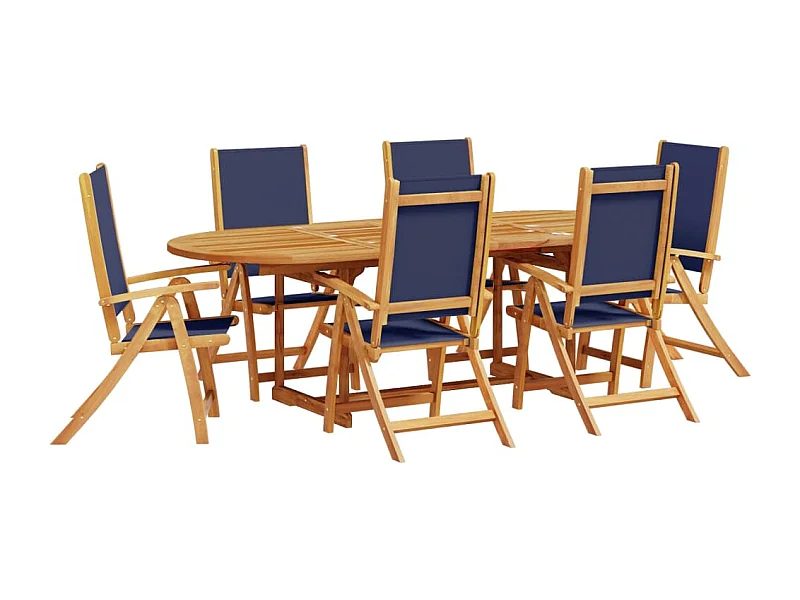 Bussum  Juego comedor de jardín 7 pzas madera maciza acacia y textileno