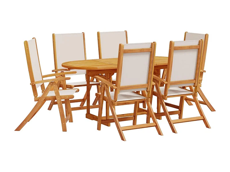 Carrizo Springs  Ensemble à Manger de jardin 7pcs bois d'acacia solide textilène