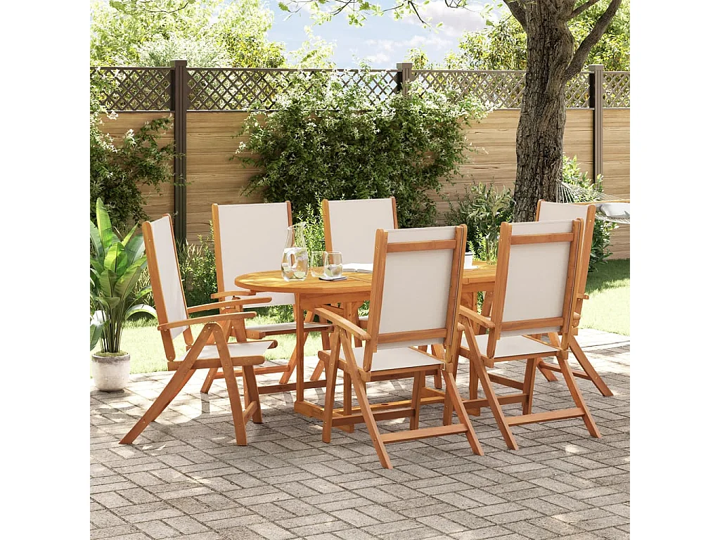 Carrizo Springs  Ensemble à Manger de jardin 7pcs bois d'acacia solide textilène