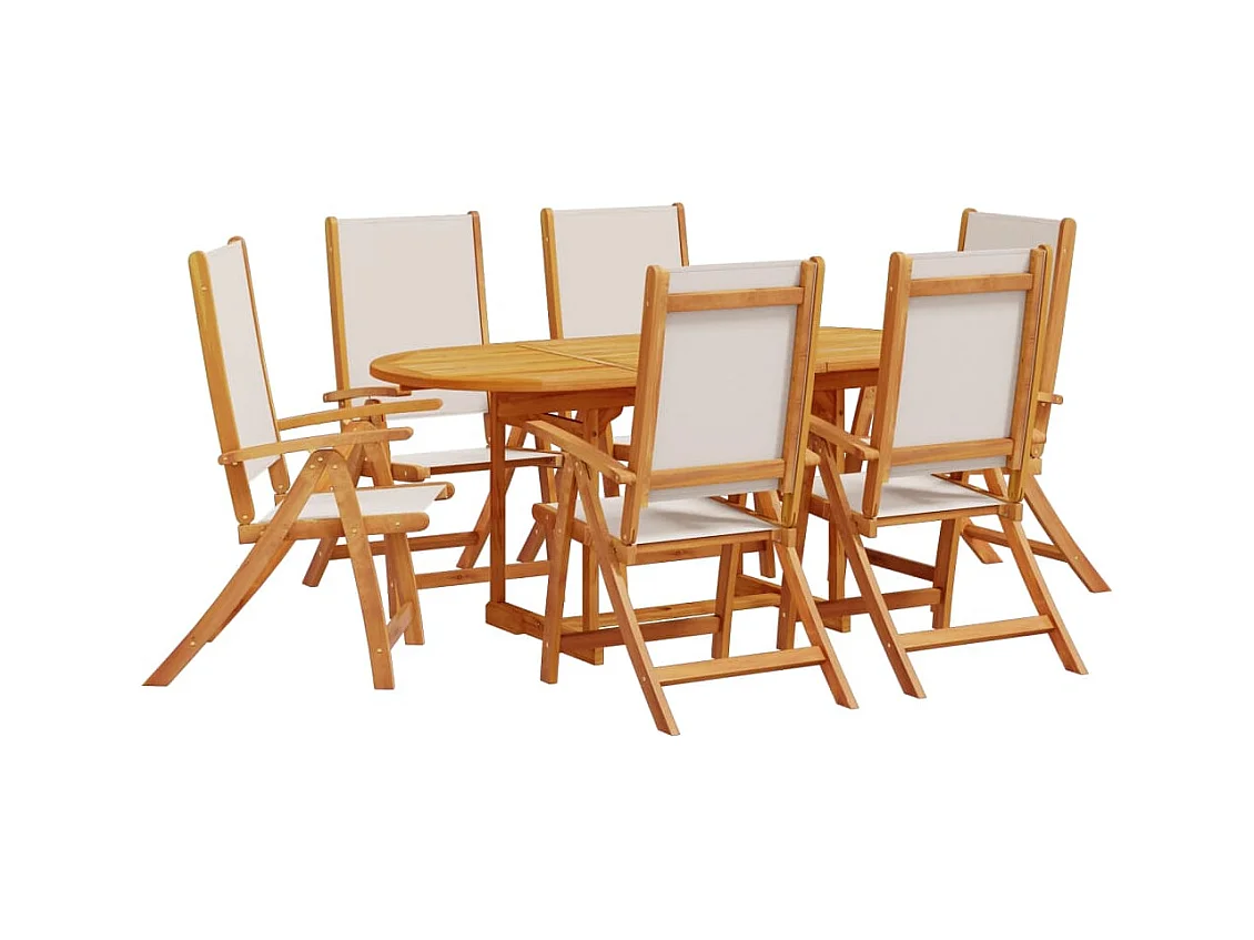 Carrizo Springs  Juego comedor de jardín 7 pzas madera maciza acacia y textileno