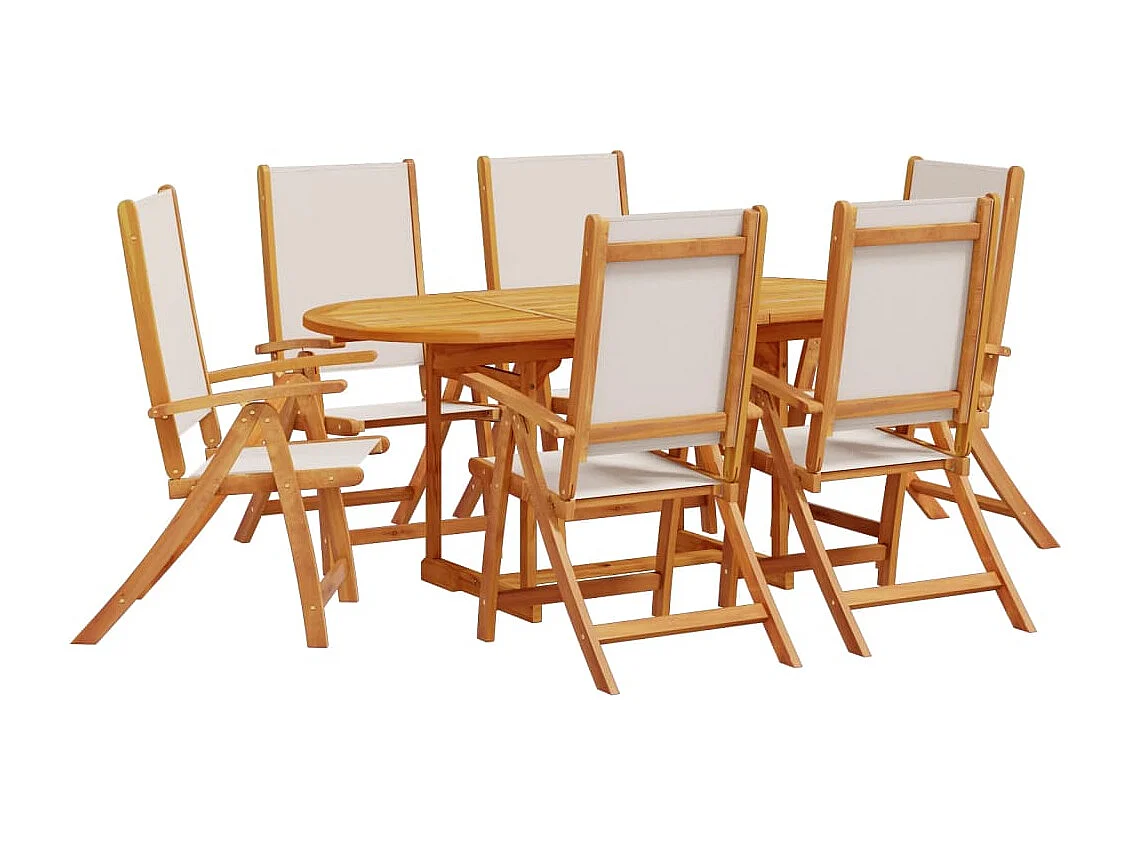 Carrizo Springs  Ensemble à Manger de jardin 7pcs bois d'acacia solide textilène