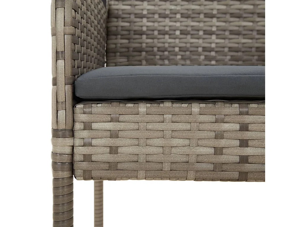 Tyron  Ensemble à manger jardin et coussins 7 pcs gris rotin