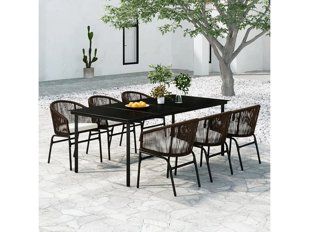 Florentin  Ensemble à manger de jardin 7 pcs Marron