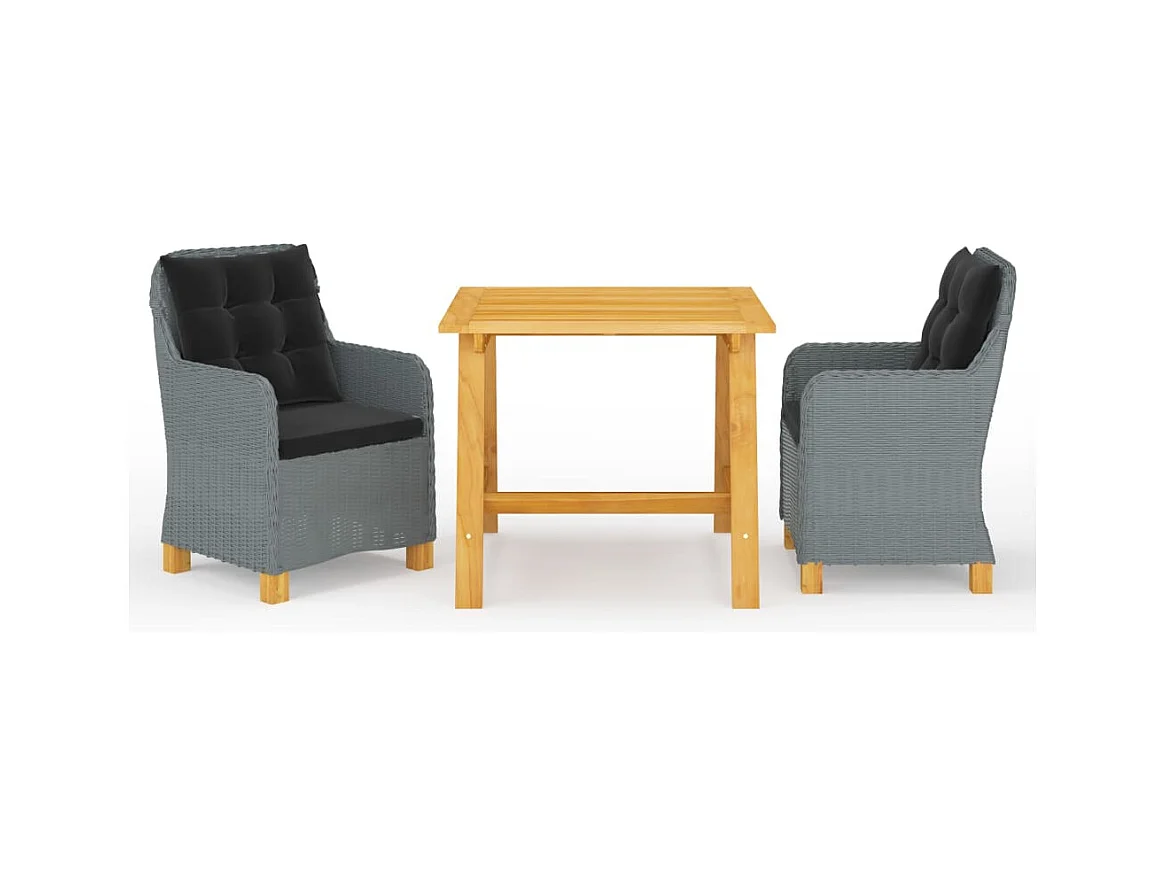 Clankee  Ensemble à manger de jardin 3 pcs Gris clair