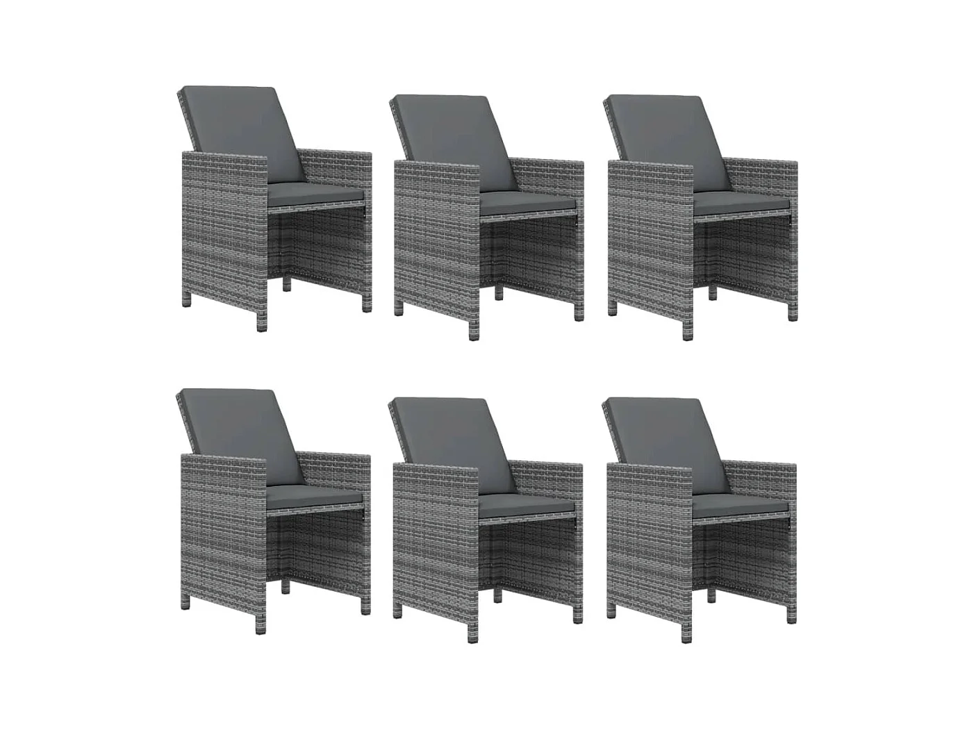 Hugo  Ensemble à manger de jardin coussins 7pcs Résine tressée Gris