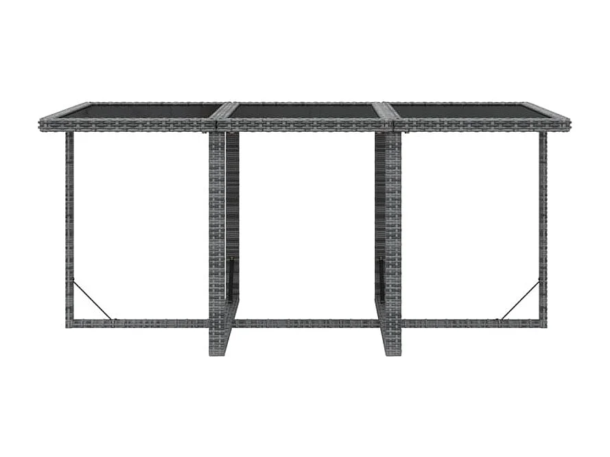 Hugo  Ensemble à manger de jardin coussins 7pcs Résine tressée Gris