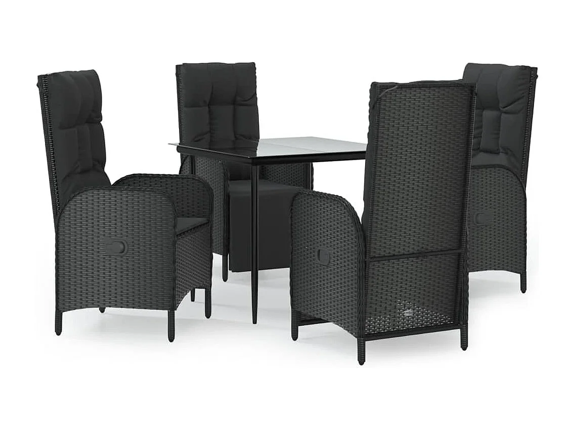 Lochem  5-delige Tuinset met kussens poly rattan zwart