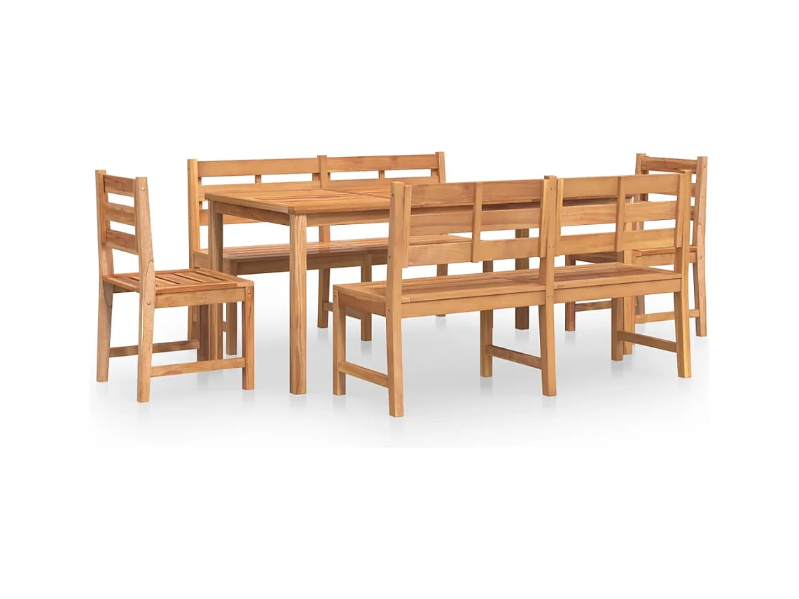 Addison Lee  Juego de comedor para jardín 5 piezas madera maciza de teca