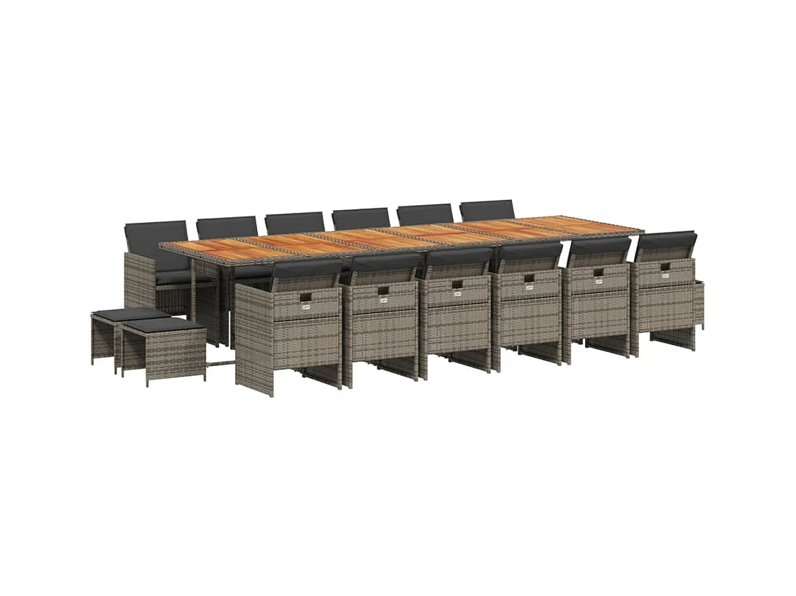 Steno  17-delige Tuinset met kussens poly rattan grijs
