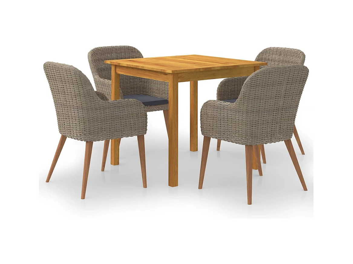 Garden Furniture -  Ensemble à manger de jardin 5 pcs Marron