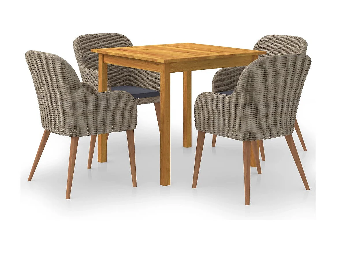 Garden Furniture -  Ensemble à manger de jardin 5 pcs Marron