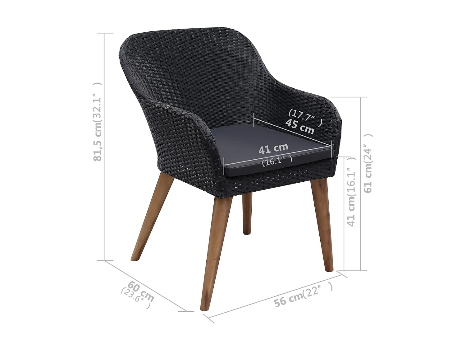 Garden Furniture -  Ensemble à manger de jardin 5 pcs Noir