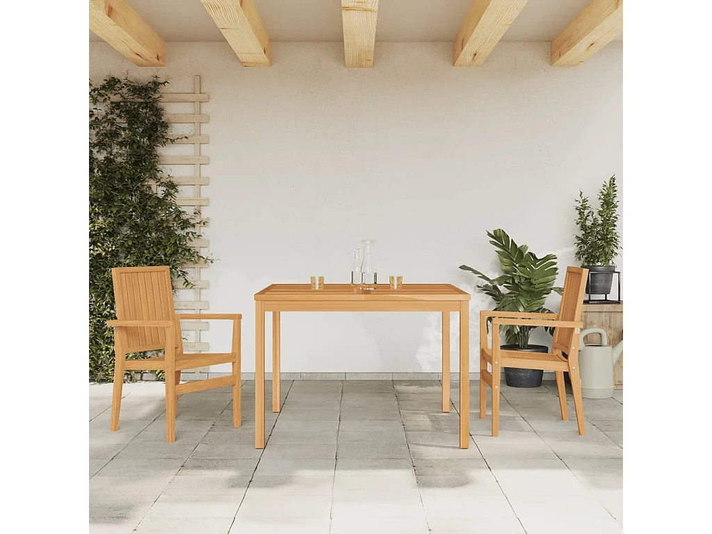 Garden Furniture -  Ensemble à manger de jardin 3 pcs Bois de teck massif