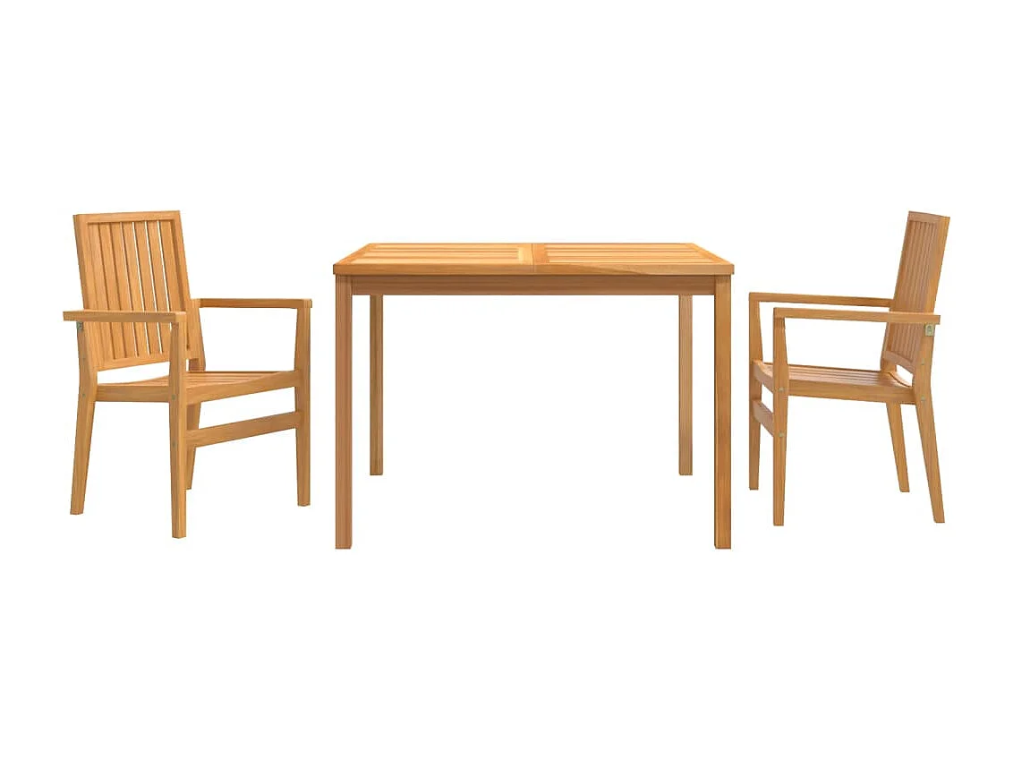 Garden Furniture -  Ensemble à manger de jardin 3 pcs Bois de teck massif