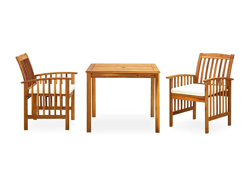 Skovil  Ensemble à manger de jardin 3 pcs et coussins Acacia solide