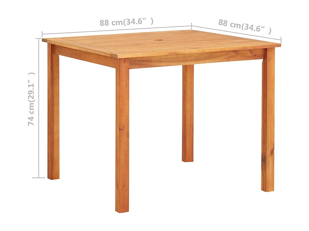 Skovil  Ensemble à manger de jardin 3 pcs et coussins Acacia solide