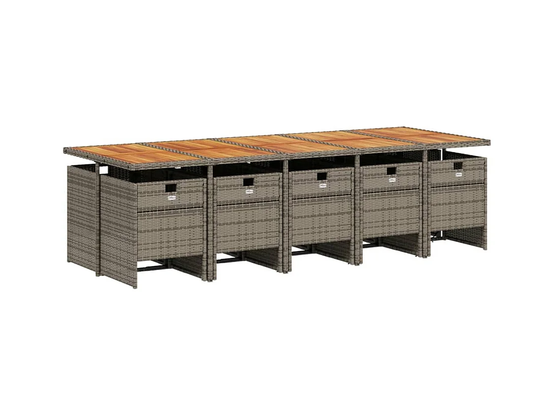 Jesse  Ensemble à manger de jardin 11pcs avec coussins gris poly rotin