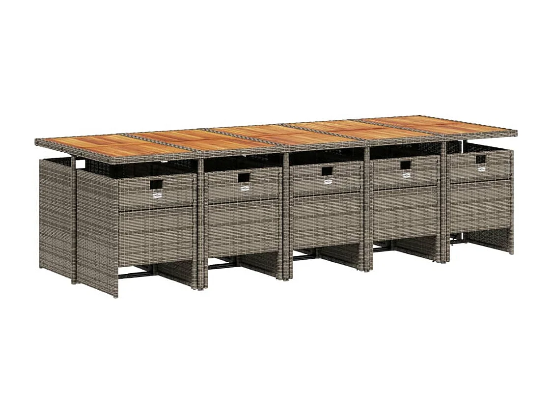 Jesse  Ensemble à manger de jardin 11pcs avec coussins gris poly rotin