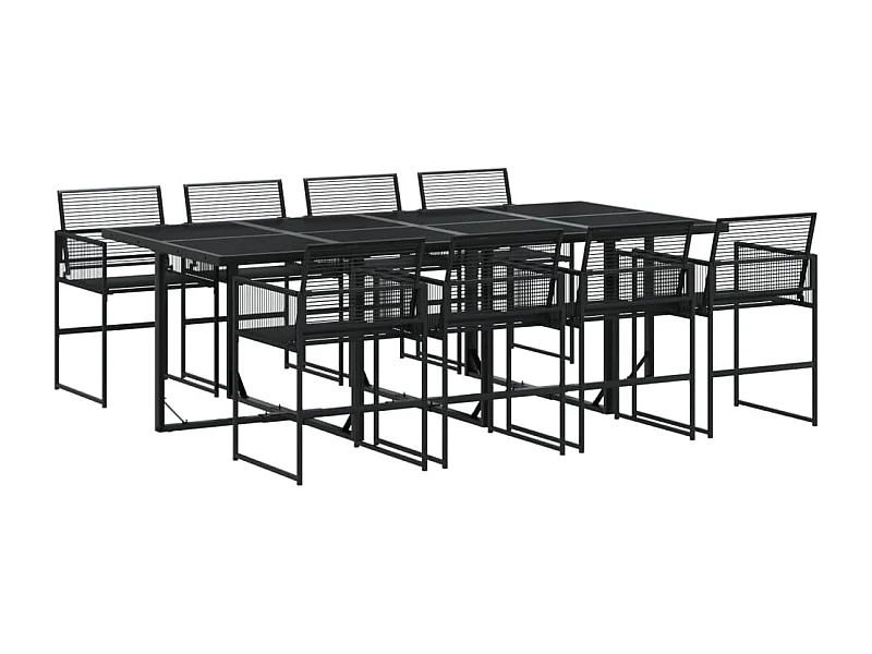 Zerdan  Juego de comedor de jardín 9 piezas ratán sintético negro