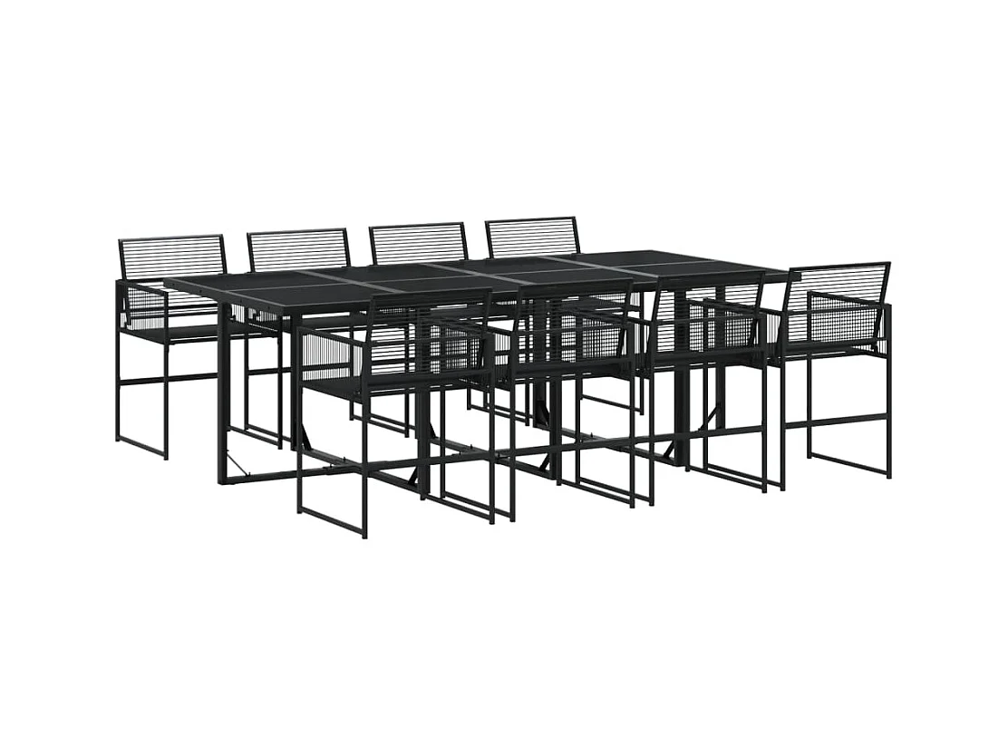Zerdan  Juego de comedor de jardín 9 piezas ratán sintético negro