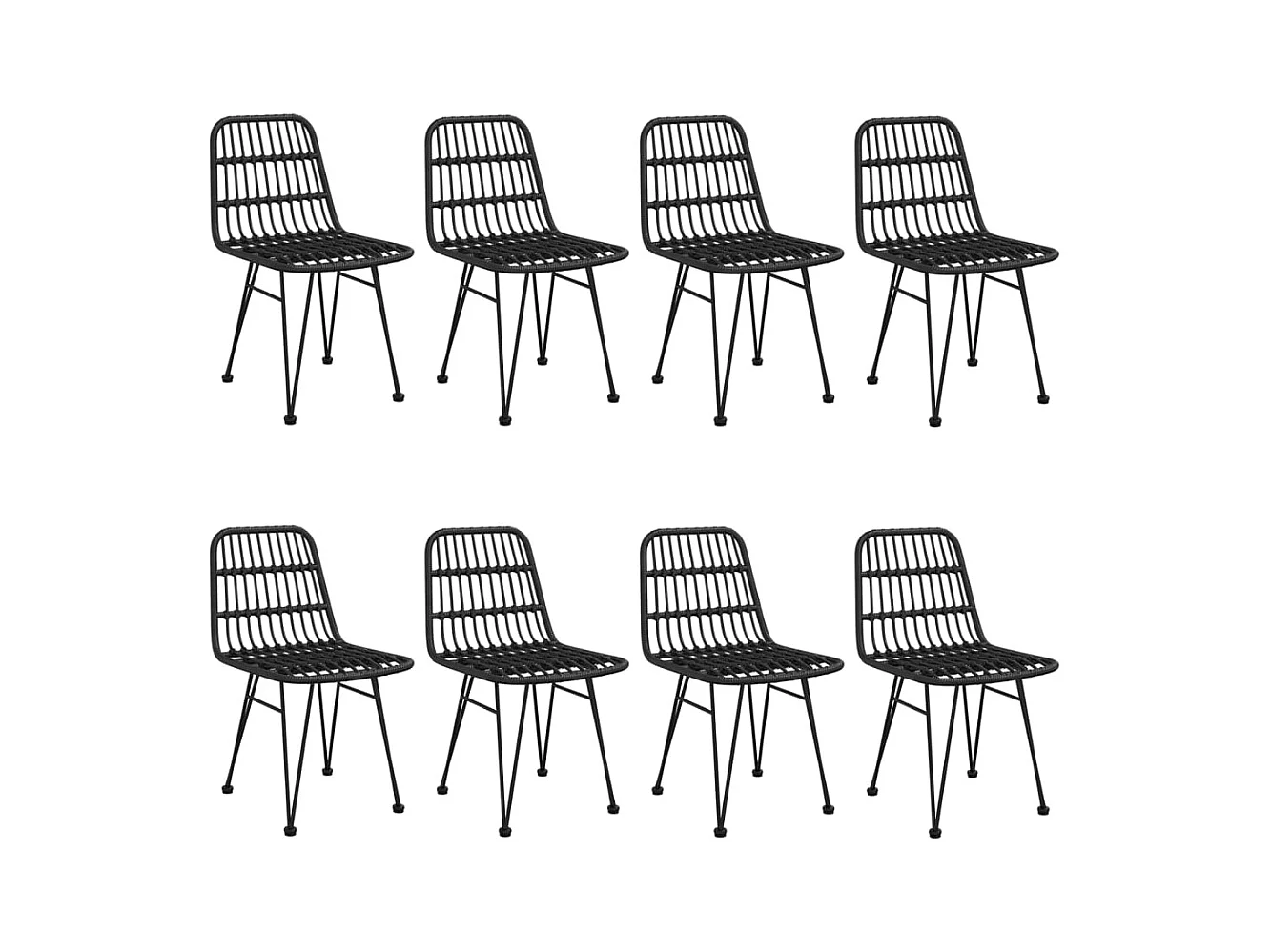 Ballyhaise  Juego de comedor de jardín 9 piezas ratán sintético negro