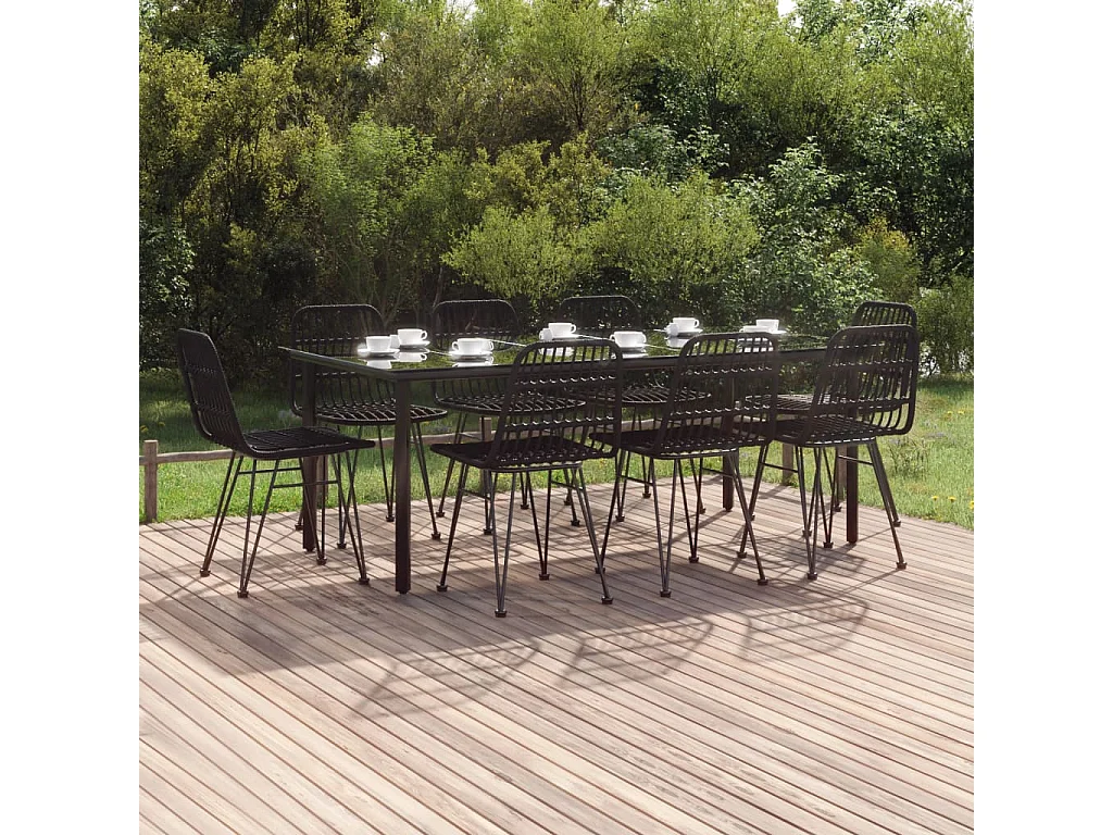 Ballyhaise  9-delige Tuinset poly rattan zwart