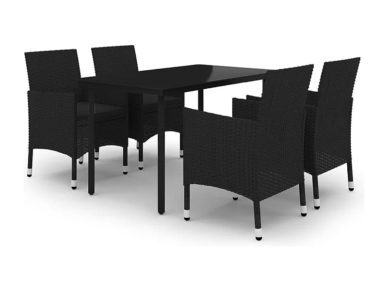 Rion  Ensemble à manger de jardin coussins 5 pcs Résine tressée Verre